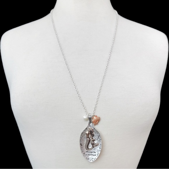 Always Be A Mermaid Long Spoon Look Pendant Necklace - Picture 1 of 5